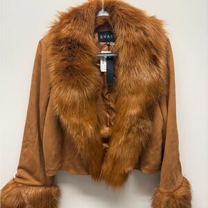 Women’s Faux Fur Trim Brown Jacket